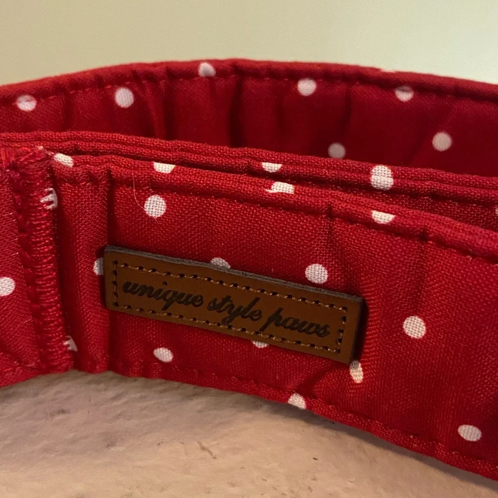 Unique Style Paws. Red Polka Dot Dog Collar and Bow Tie Set. XL. New.